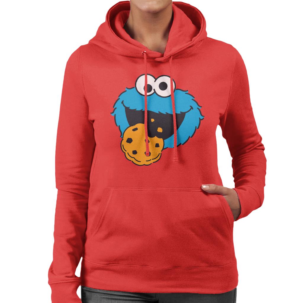 Sesame Street Cookie Monster Face Women's Hooded Sweatshirt-ALL + EVERY