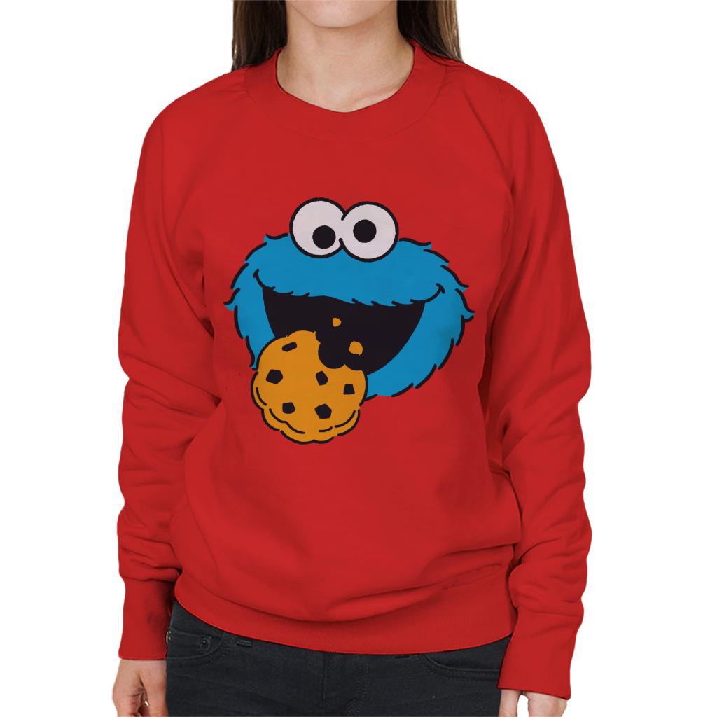 Sesame Street Cookie Monster Face Women's Sweatshirt-ALL + EVERY