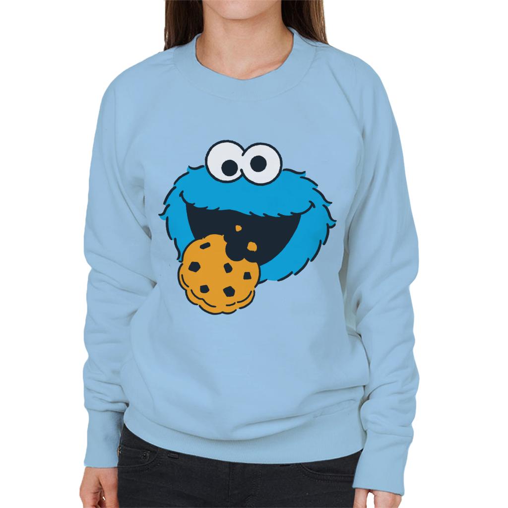 Sesame Street Cookie Monster Face Women's Sweatshirt-ALL + EVERY