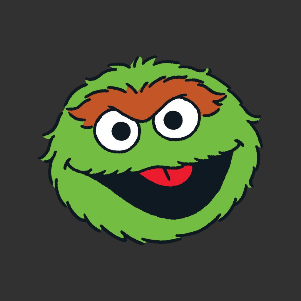 Sesame Street Oscar The Grouch Face Men's T-Shirt-ALL + EVERY