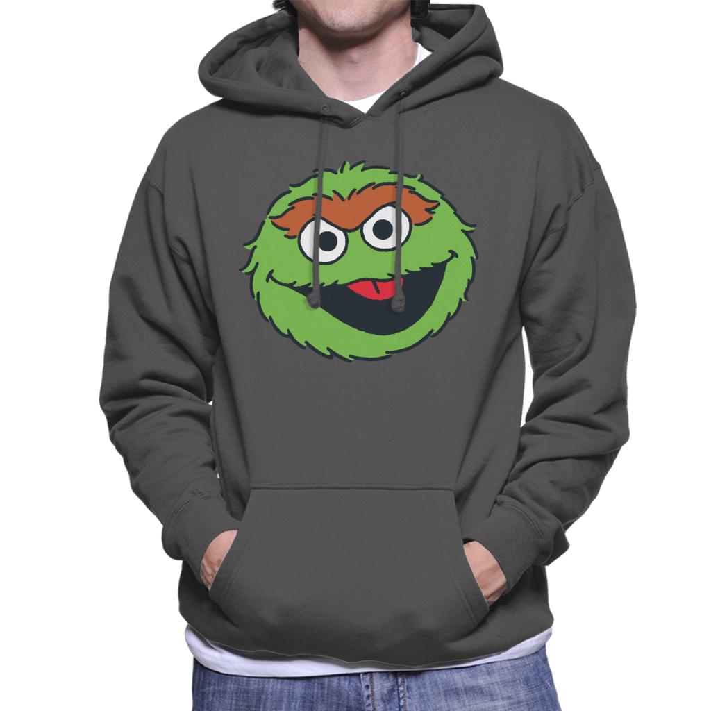 Sesame Street Oscar The Grouch Face Men's Hooded Sweatshirt-ALL + EVERY