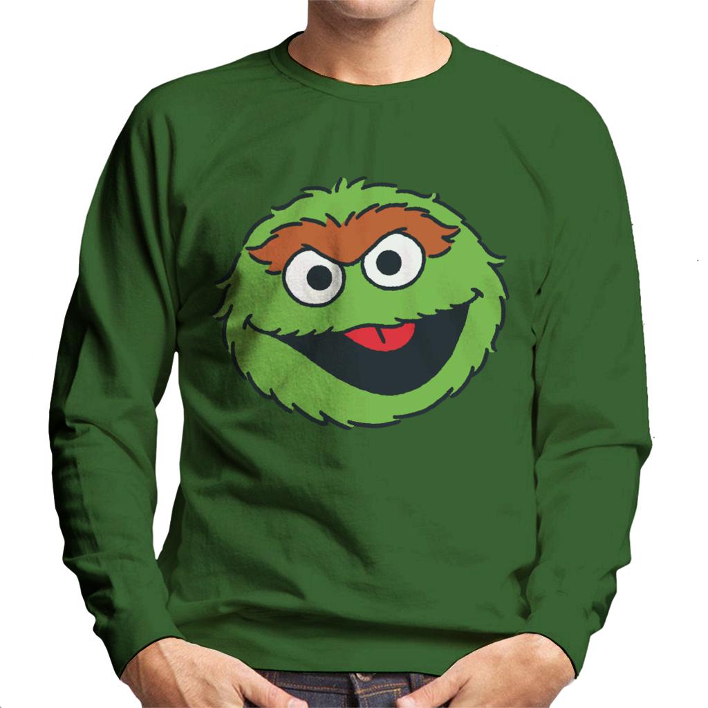 Sesame Street Oscar The Grouch Face Men's Sweatshirt-ALL + EVERY