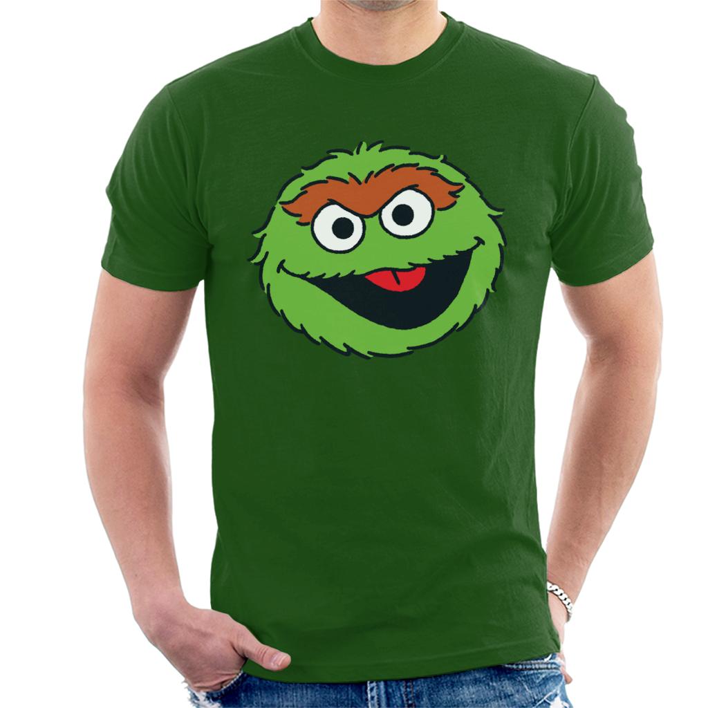 Sesame Street Oscar The Grouch Face Men's T-Shirt-ALL + EVERY