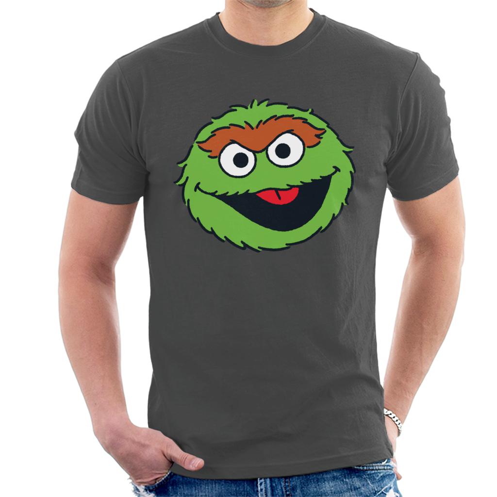Sesame Street Oscar The Grouch Face Men's T-Shirt-ALL + EVERY