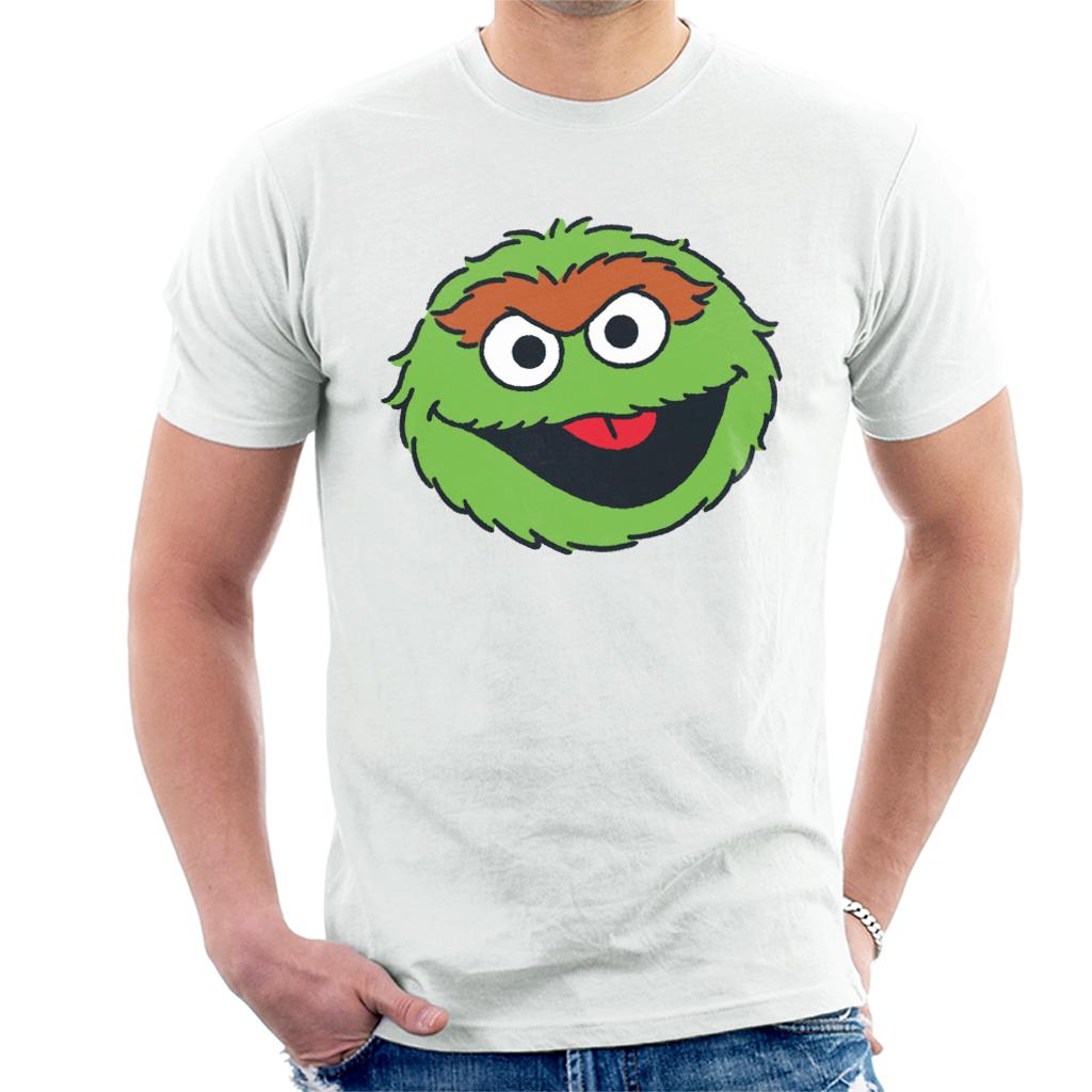 Sesame Street Oscar The Grouch Face Men's T-Shirt-ALL + EVERY