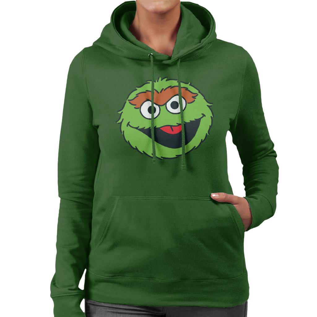 Sesame Street Oscar The Grouch Face Women's Hooded Sweatshirt-ALL + EVERY