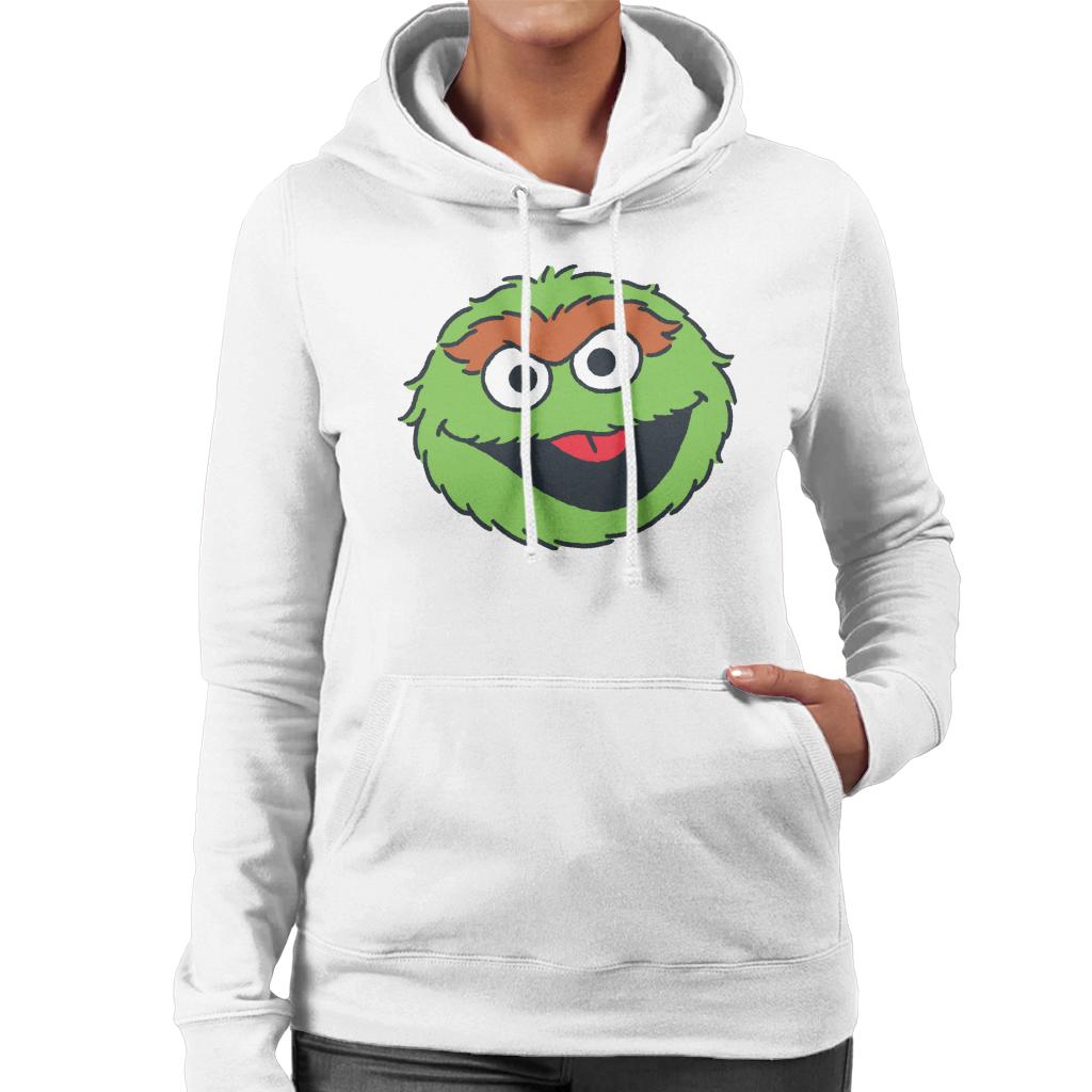Sesame Street Oscar The Grouch Face Women's Hooded Sweatshirt-ALL + EVERY