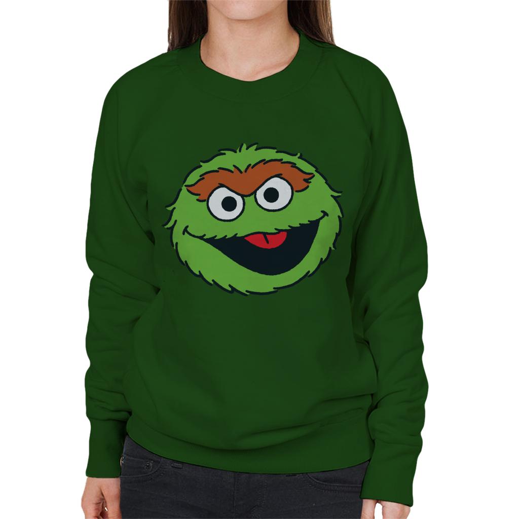 Sesame Street Oscar The Grouch Face Women's Sweatshirt-ALL + EVERY