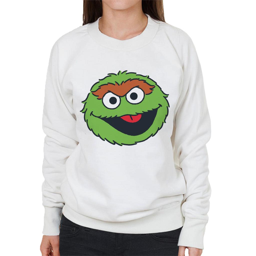 Sesame Street Oscar The Grouch Face Women's Sweatshirt-ALL + EVERY