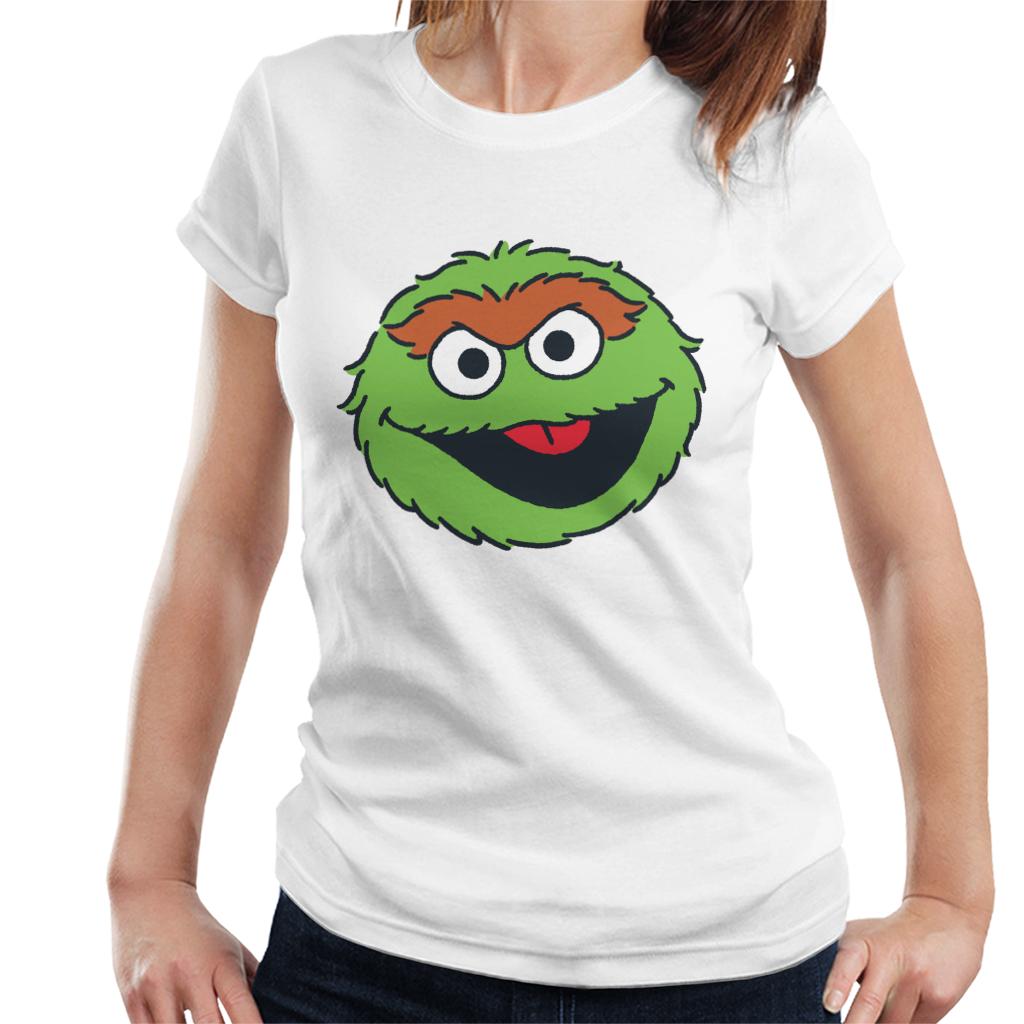 Sesame Street Oscar The Grouch Face Women's T-Shirt-ALL + EVERY