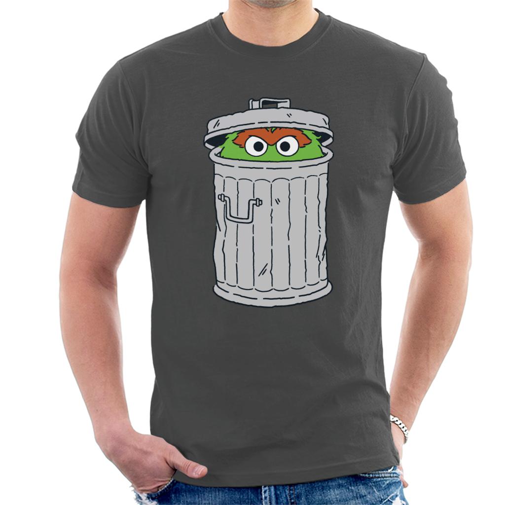 Sesame Street Oscar The Grouch Trash Can Men's T-Shirt-ALL + EVERY