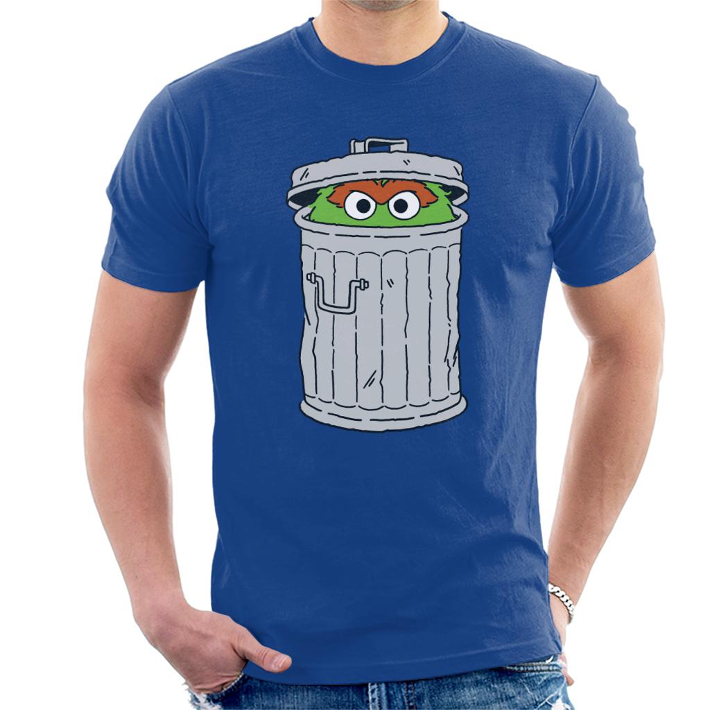 Sesame Street Oscar The Grouch Trash Can Men's T-Shirt-ALL + EVERY