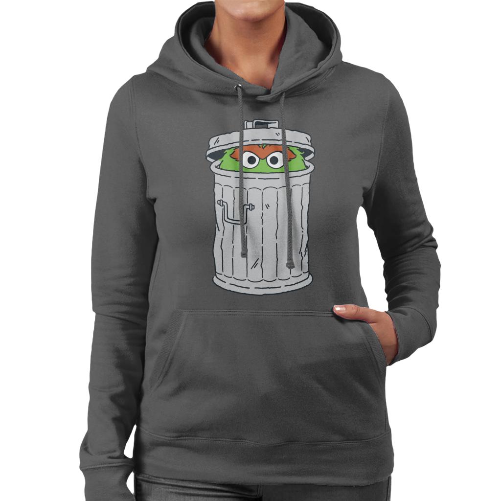 Sesame Street Oscar The Grouch Trash Can Women's Hooded Sweatshirt-ALL + EVERY