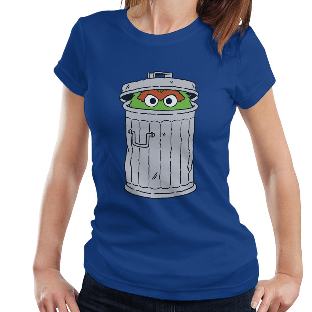 Sesame Street Oscar The Grouch Trash Can Women's T-Shirt-ALL + EVERY
