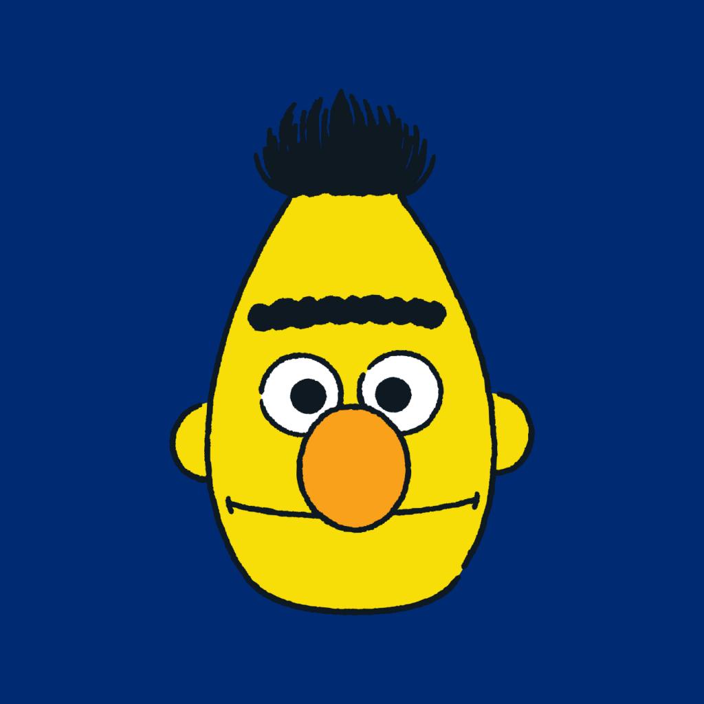 Sesame Street Bert Face Men's T-Shirt-ALL + EVERY