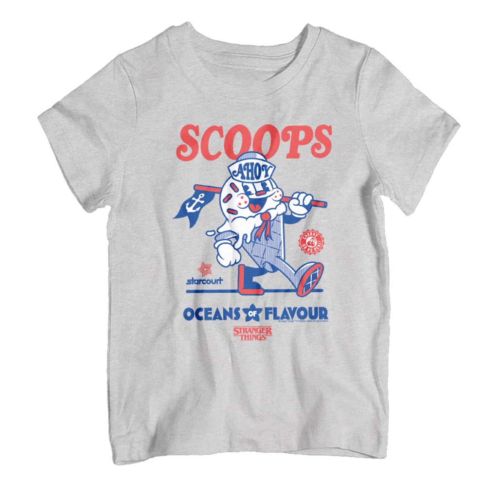 Stranger Things Scoops Ahoy Red Blue Ice Cream Parlor Kid's T-Shirt-ALL + EVERY