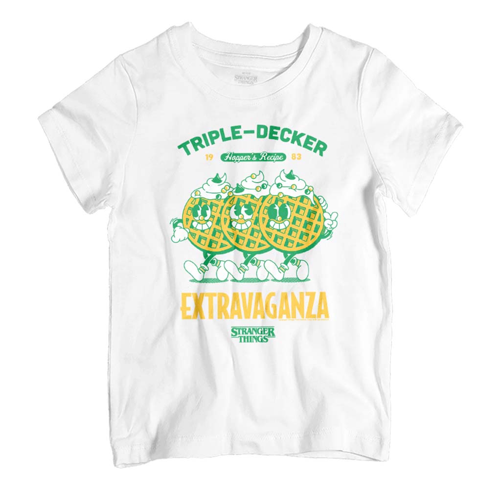 Stranger Things Hopper's Triple Decker Waffle Extravaganza Kid's T-Shirt-ALL + EVERY
