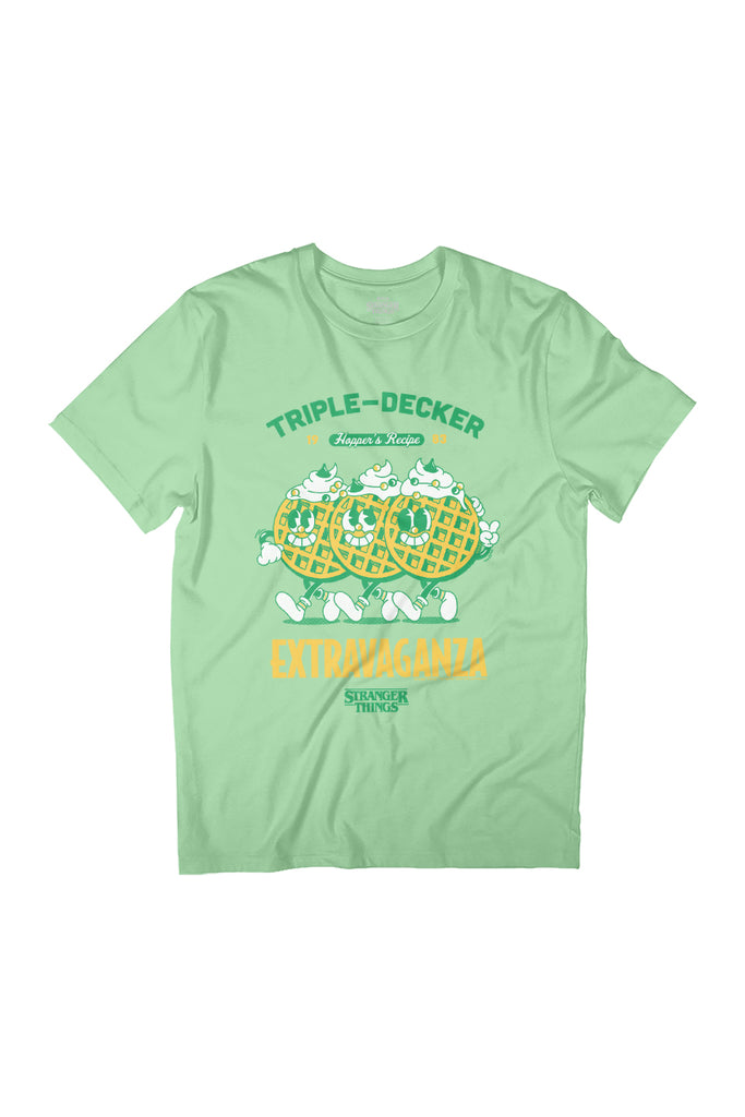 Stranger Things Hopper's Triple Decker Waffle Extravaganza Women's Relaxed Fit T-Shirt-ALL + EVERY