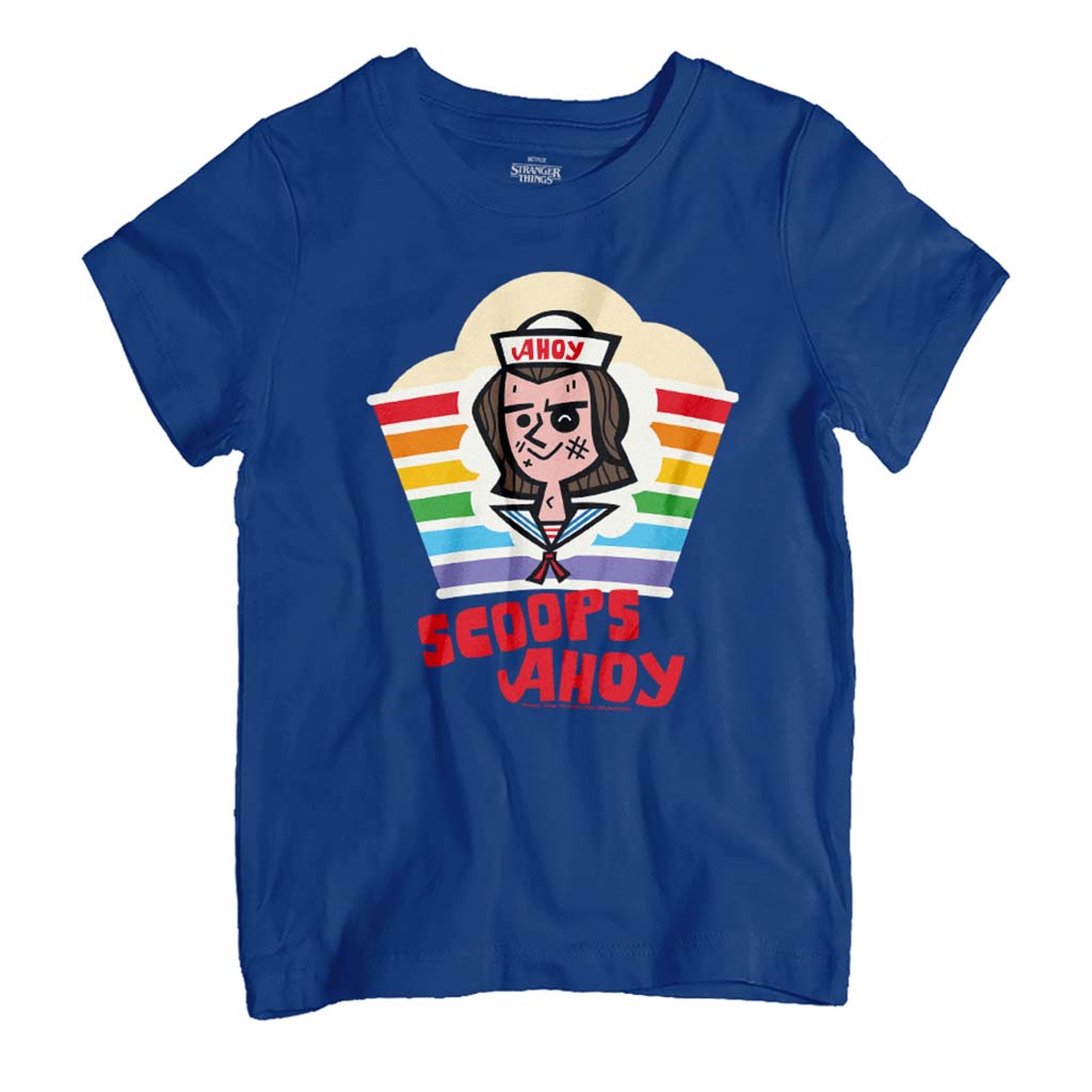 Stranger Things Scoops Ahoy Steve Harrington Rainbow Pride Kid's T-Shirt-ALL + EVERY