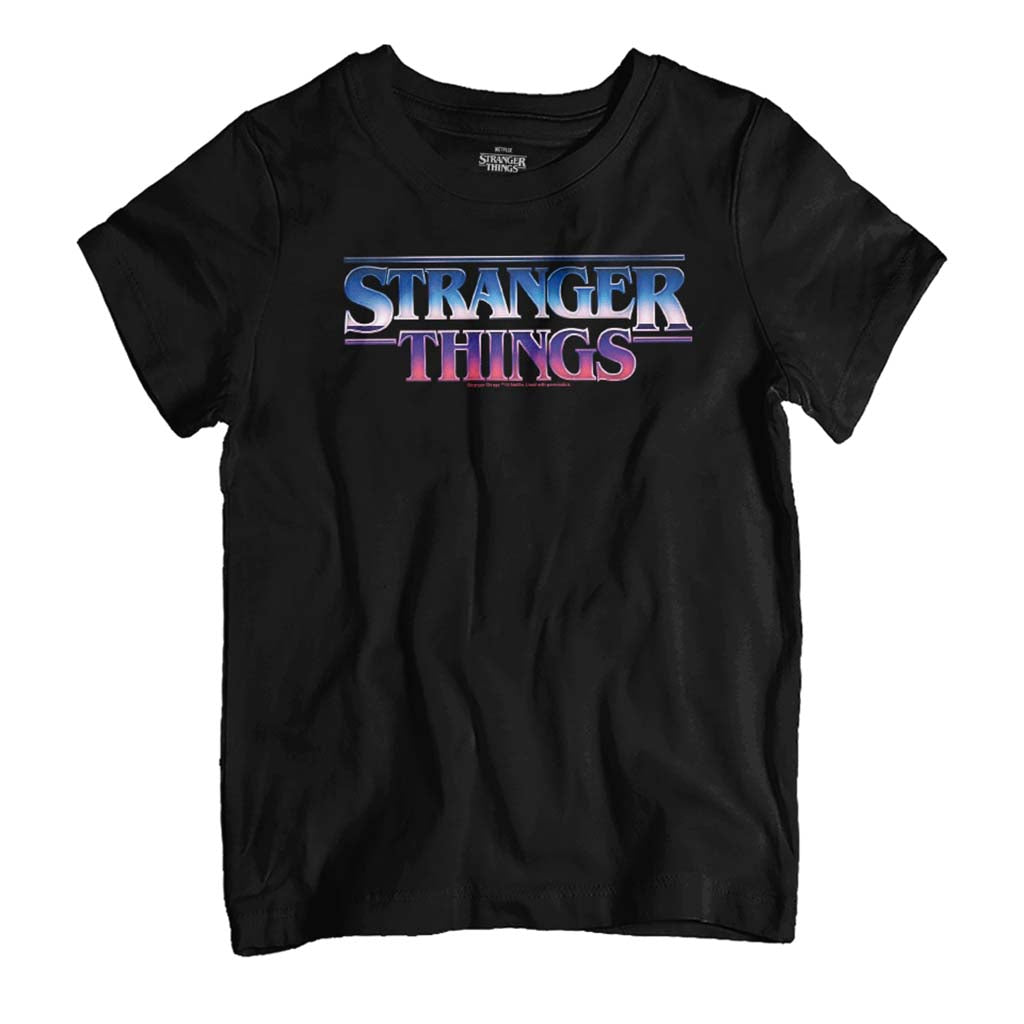 Stranger Things Blue Purple Text Logo Kid's T-Shirt-ALL + EVERY