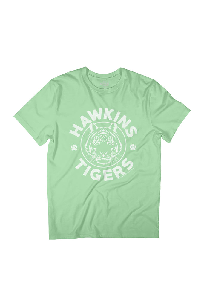 Stranger Things Hawkins Tigers Paws White Logo Women's Relaxed Fit T-Shirt-ALL + EVERY