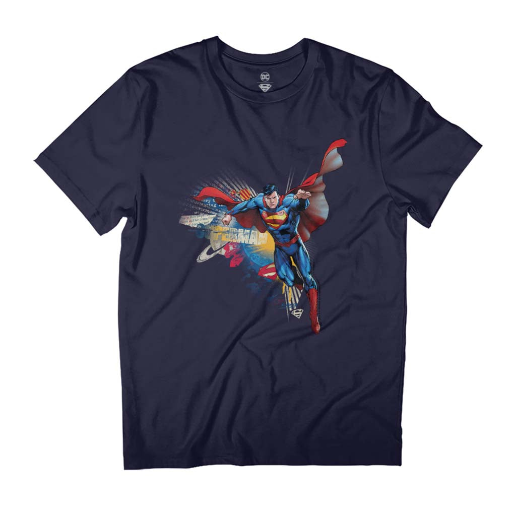 Superman Comic Book Superman Taking Flight Men's T-Shirt-ALL + EVERY