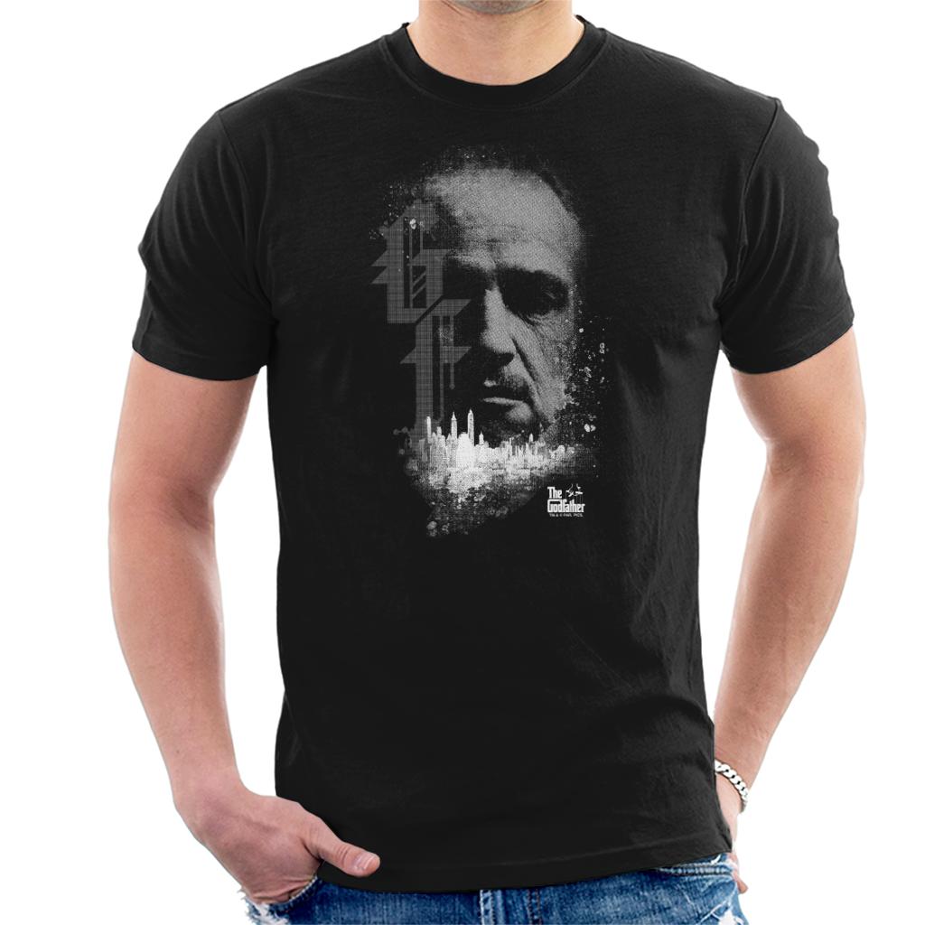 The Godfather Vito Corleone Head City Skyline Silhouette Men's T-Shirt