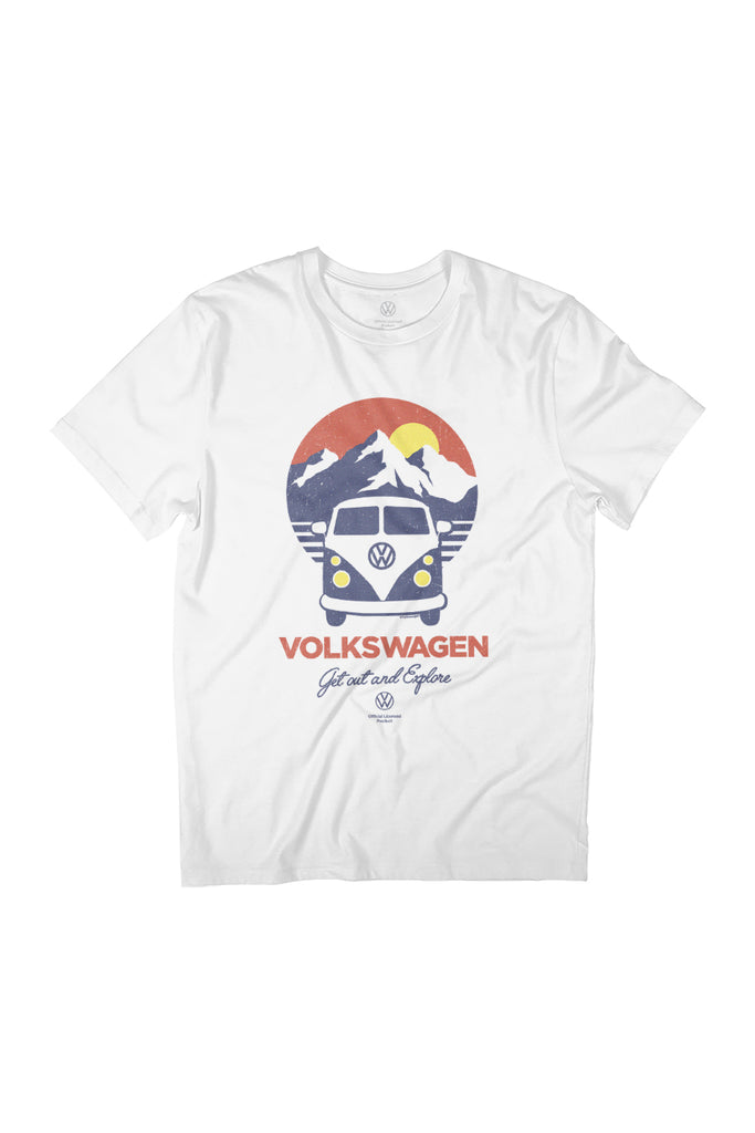 Volkswagen Type 2 Campervan Get Out And Explore Mountains Women's Relaxed Fit T-Shirt-ALL + EVERY