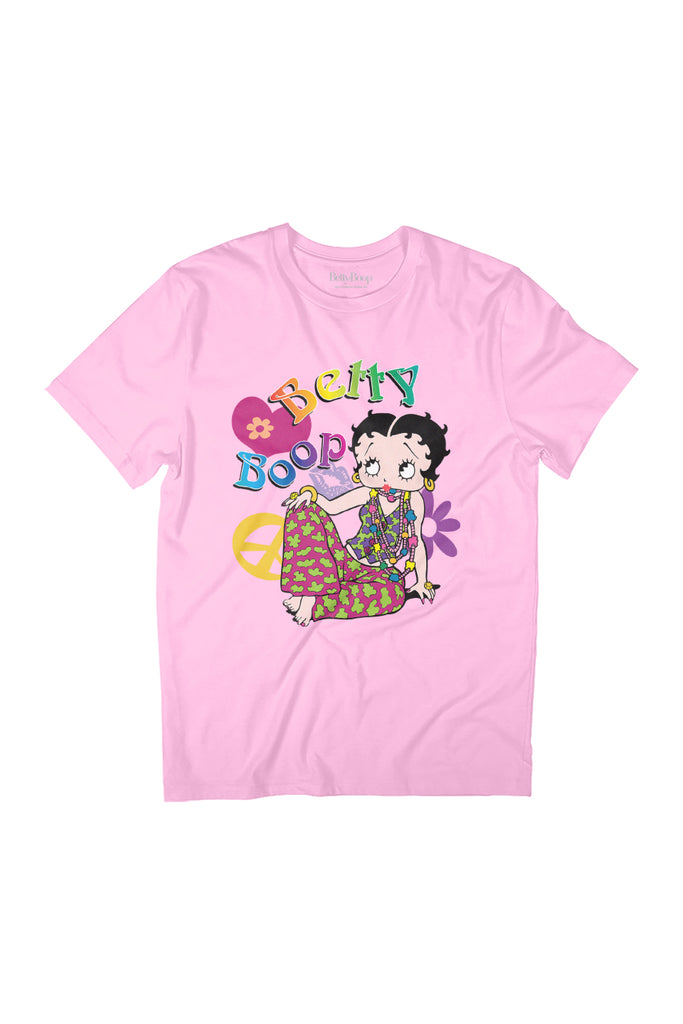 Betty Boop Groovy Hippy Peace & Love Women's Relaxed Fit T-Shirt-ALL + EVERY
