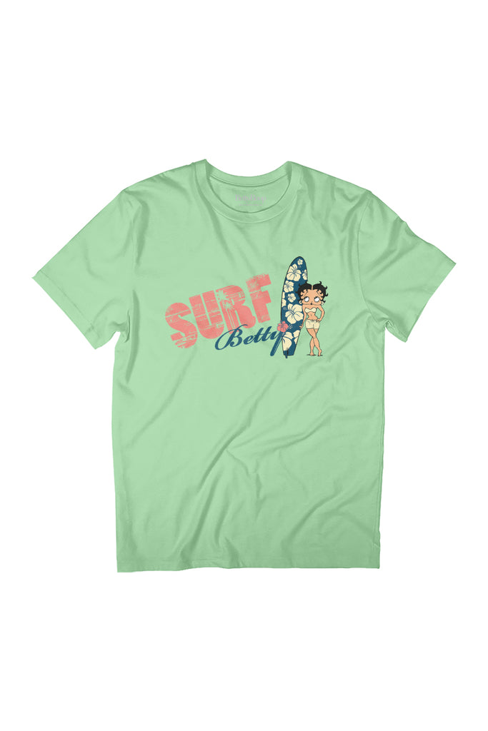 Betty Boop Surf Hawaii Floral Board Women's Relaxed Fit T-Shirt-ALL + EVERY