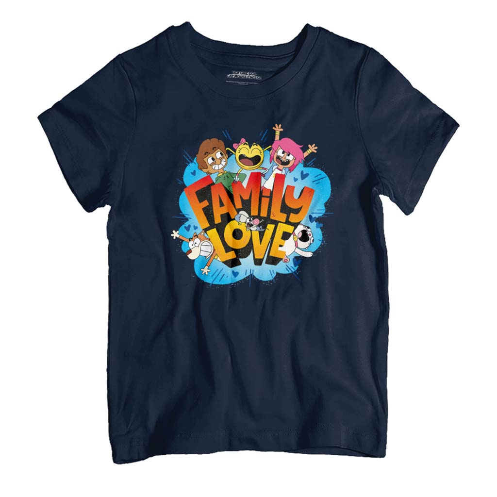 Boy Girl Dog Cat Mouse Cheese Family Love Kid's T-Shirt