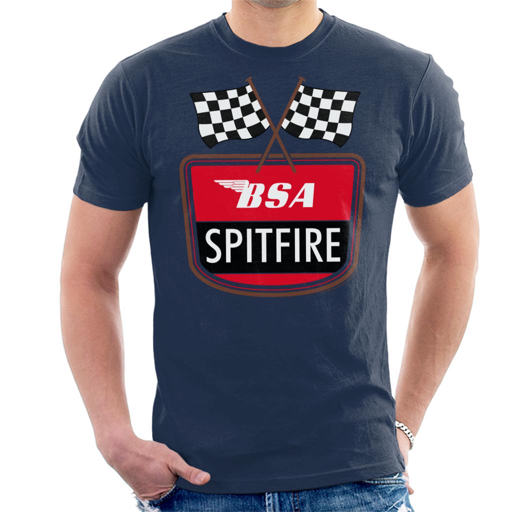BSA Spitfire Motorcycle Flag Badge Decal Men's T-Shirt
