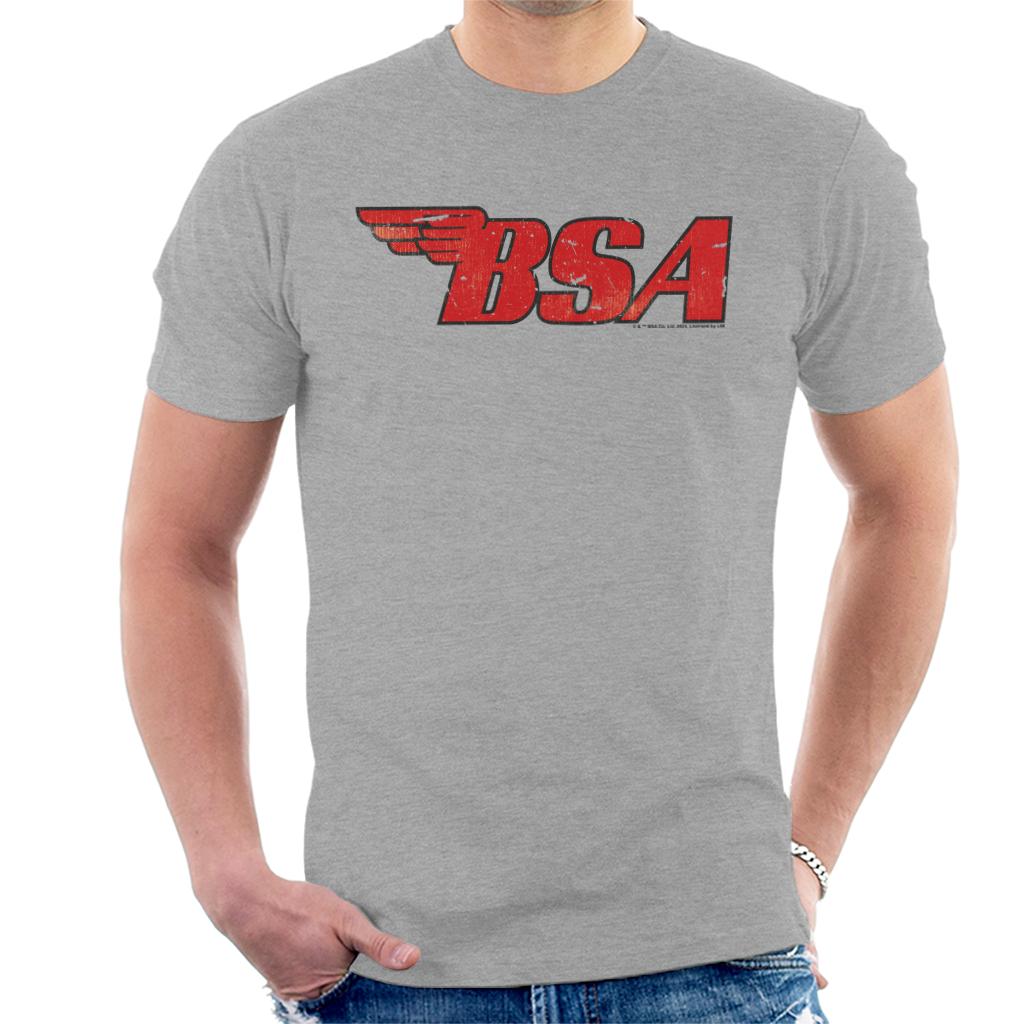 BSA Motorcycle Logo Distressed Effect Men's T-Shirt