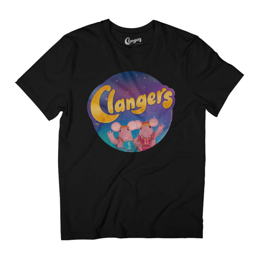 Clangers Waving Circle Logo Retro Men's T-Shirt-ALL + EVERY