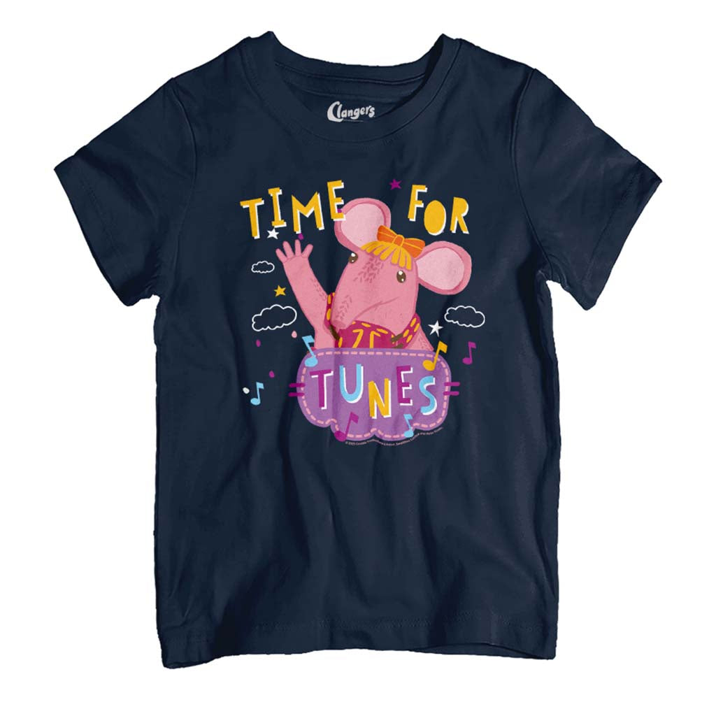 Clangers Tiny Clanger Time For Tunes Music Retro Kid's T-Shirt-ALL + EVERY