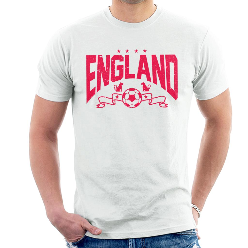 England Red Text Euro Football Banner Men's T-Shirt-ALL + EVERY