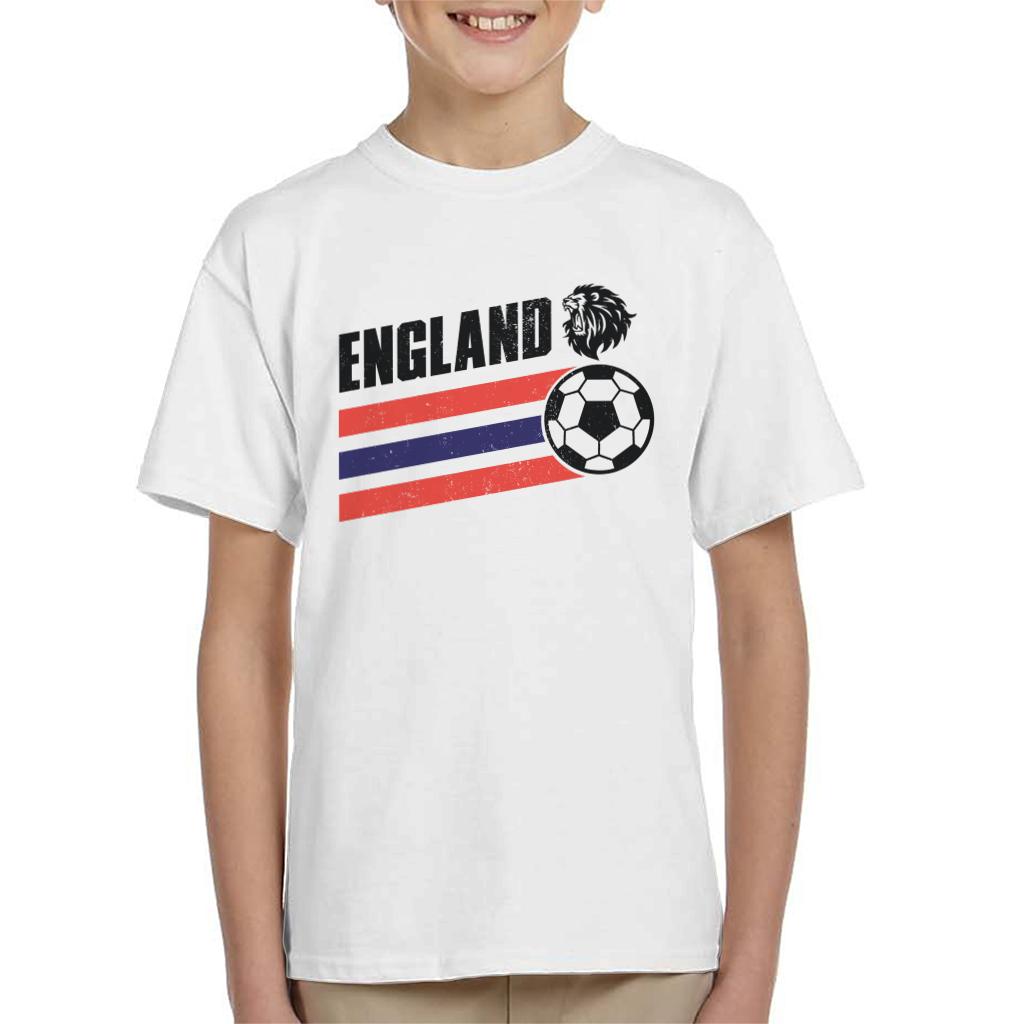 England Lion Head Euro Football Stripe Kid's T-Shirt