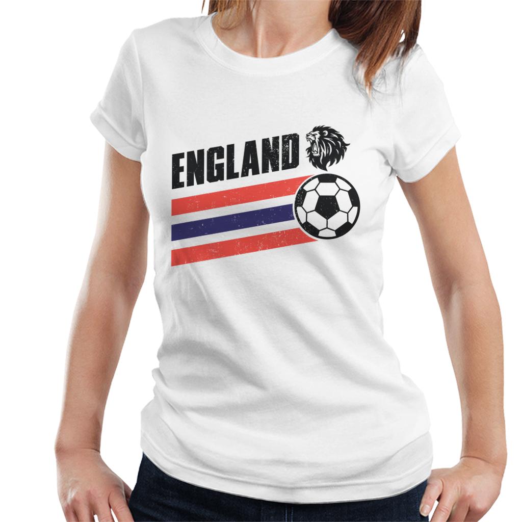 England Lion Head Euro Football Stripe Women's T-Shirt