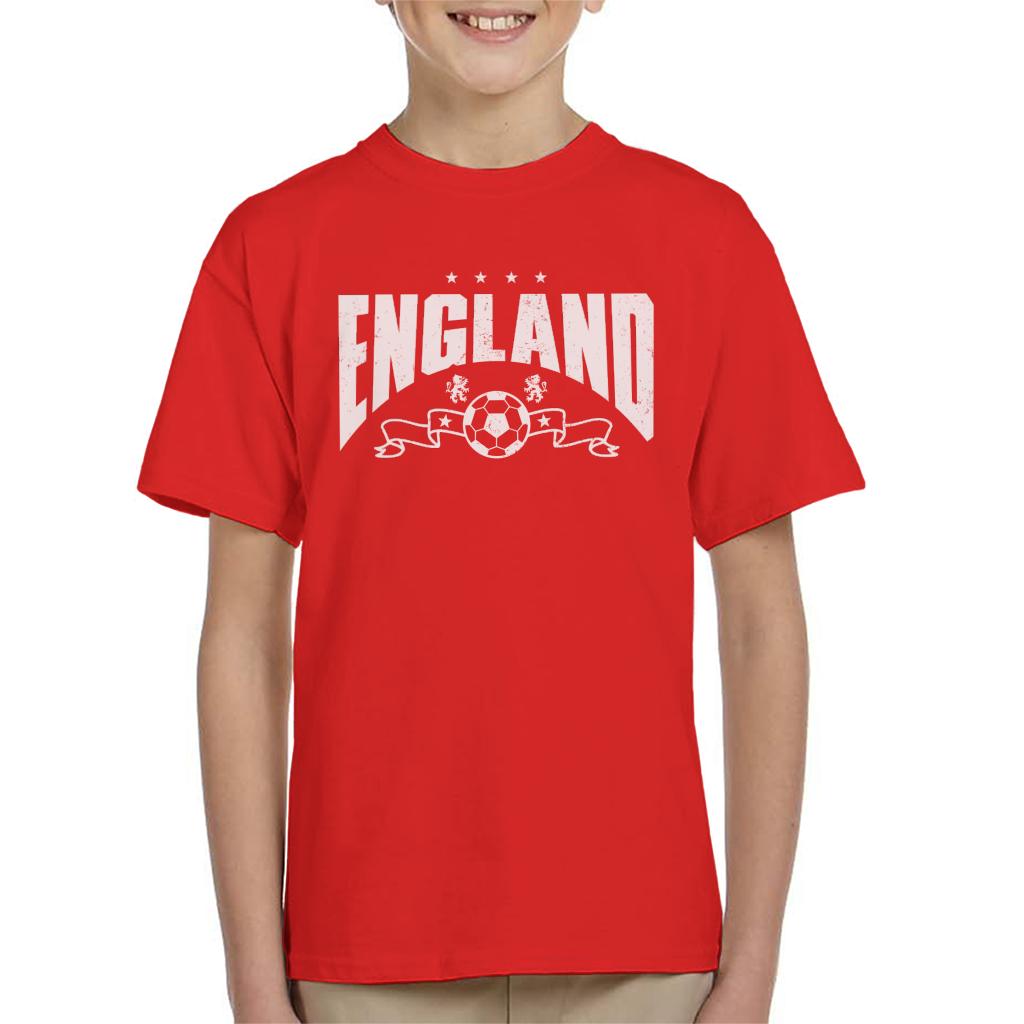 England White Print Euro Football Banner Kid's T-Shirt