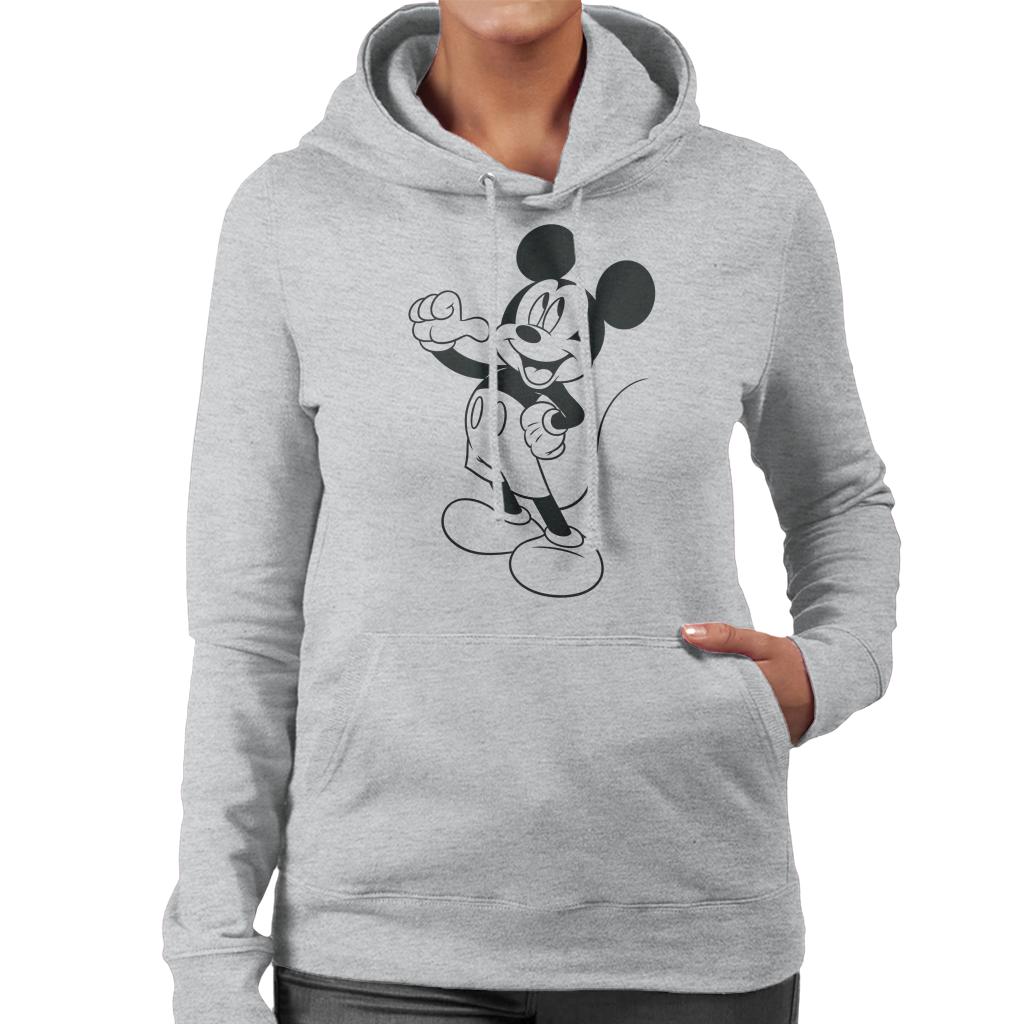 Disney Mickey Mouse Classic Black Sketch Women's Hooded Sweatshirt-ALL + EVERY