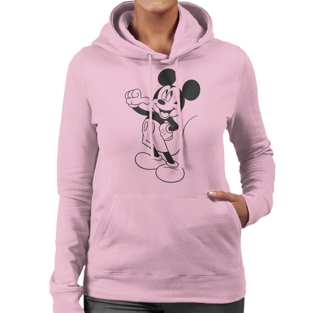 Disney Mickey Mouse Classic Black Sketch Women's Hooded Sweatshirt-ALL + EVERY