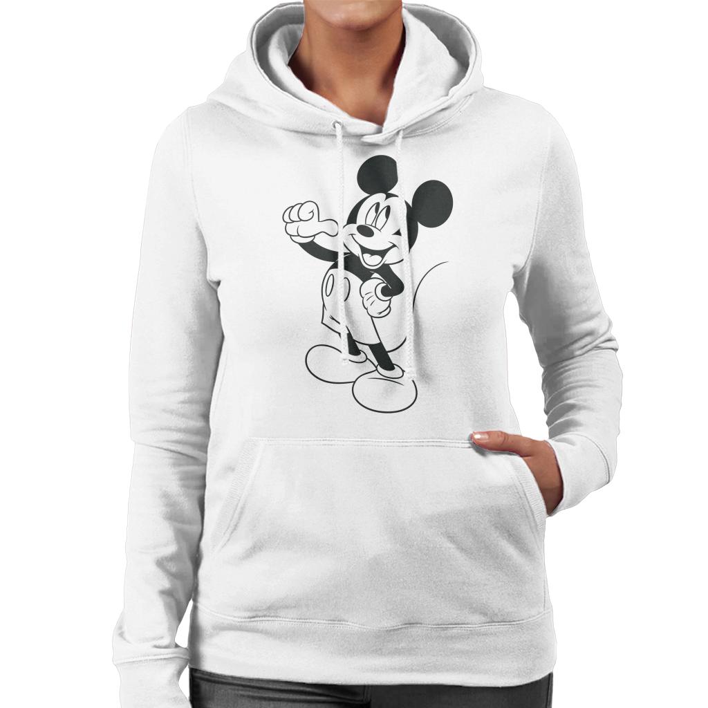 Disney Mickey Mouse Classic Black Sketch Women's Hooded Sweatshirt-ALL + EVERY