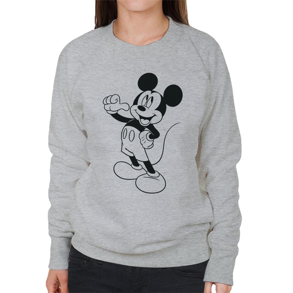 Disney Mickey Mouse Classic Black Sketch Women's Sweatshirt-ALL + EVERY