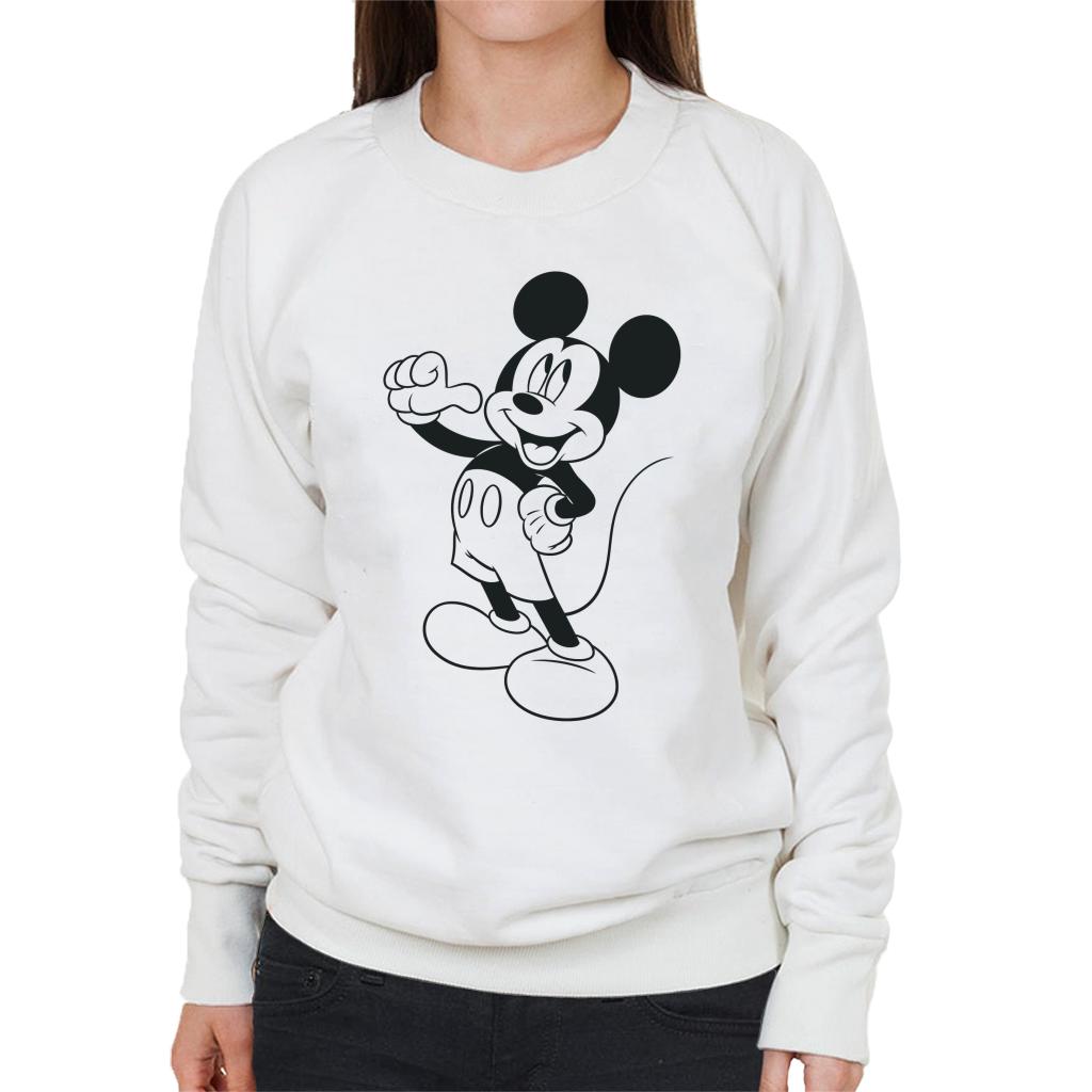 Disney Mickey Mouse Classic Black Sketch Women's Sweatshirt-ALL + EVERY