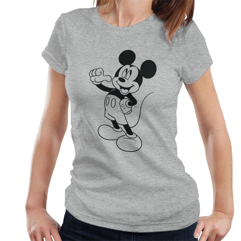 Disney Mickey Mouse Classic Black Sketch Women's T-Shirt-ALL + EVERY