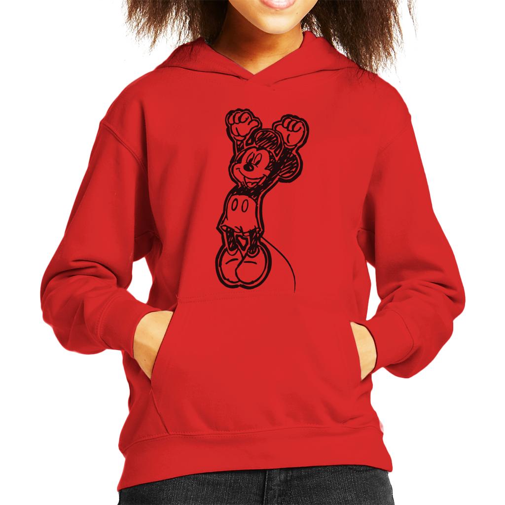 Disney Mickey Mouse Sketch Jump For Joy Kid's Hooded Sweatshirt-ALL + EVERY