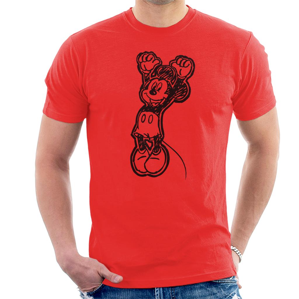 Disney Mickey Mouse Sketch Jump For Joy Men's T-Shirt-ALL + EVERY