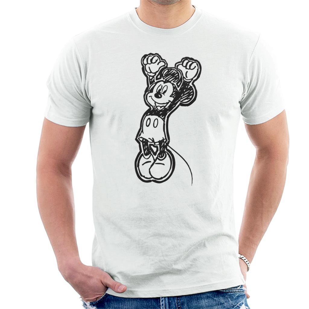 Disney Mickey Mouse Sketch Jump For Joy Men's T-Shirt-ALL + EVERY