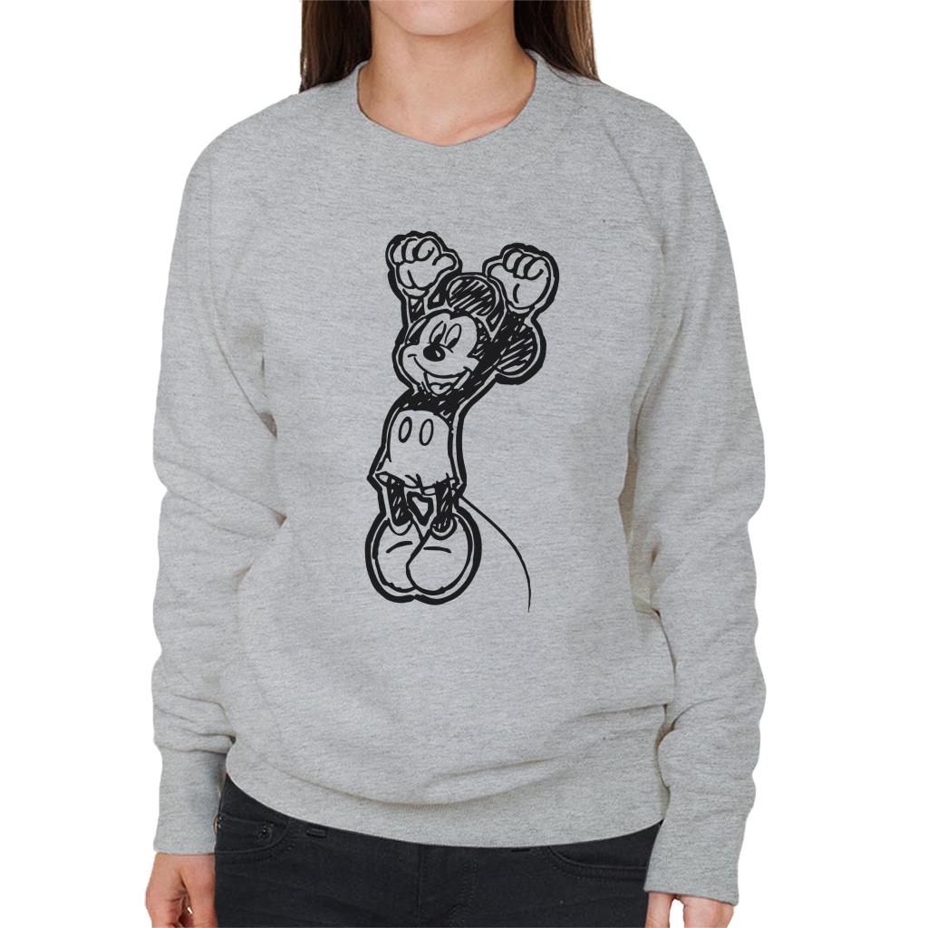 Disney Mickey Mouse Sketch Jump For Joy Women's Sweatshirt-ALL + EVERY