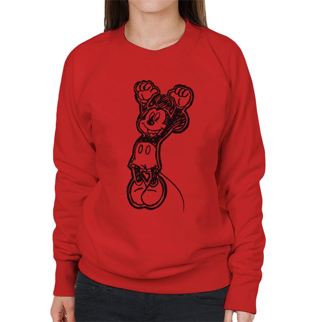 Disney Mickey Mouse Sketch Jump For Joy Women's Sweatshirt-ALL + EVERY